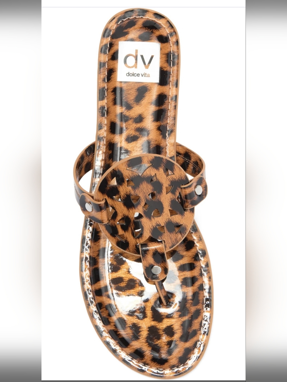 DV by Dolce VitaGotie Laser Cut Studded Thong Sandal Leopard Print NwT Sz 8 - Picture 3 of 8